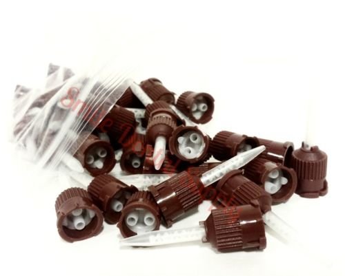 50 PCs Dental Brown Temporary Cement Mixing Tips 1:1 Ratio VP-8140