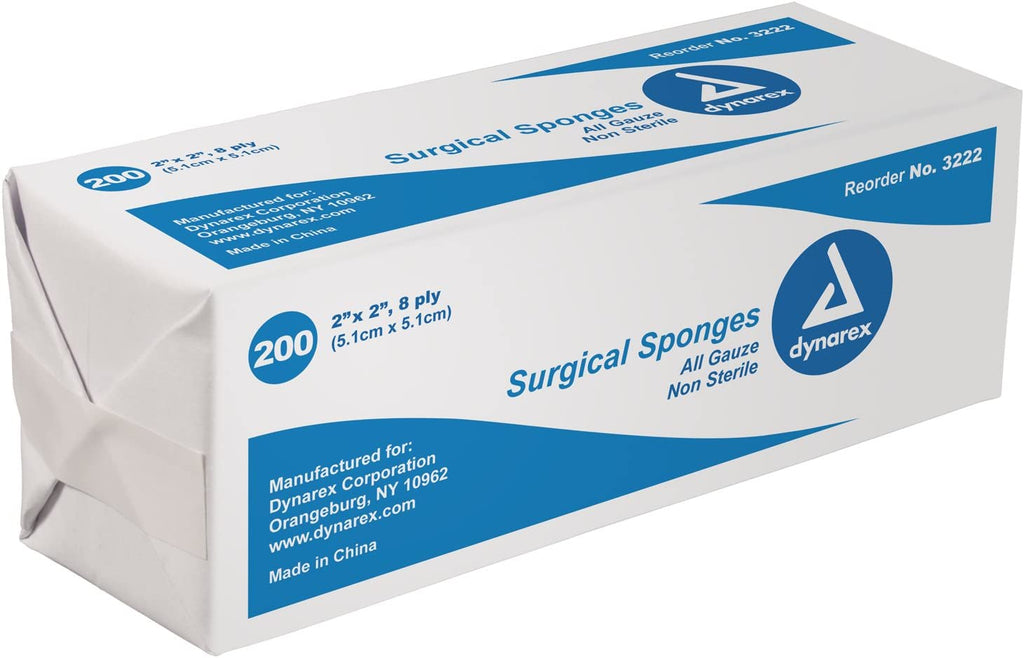 Dynarex 3222 Gauze Pad Sponges Non-Sterile Pack of 200