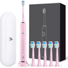 JTF Sonic Electric Toothbrushes Set with 6 Brush Heads and a Travel Case
